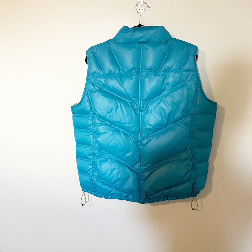 Cabelas Goose Down Puffer Vest Teal Yellow XL 650 Fill Power - Picture 2 of 10